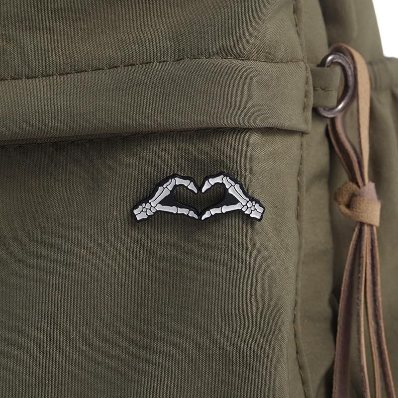 ROFARSO Love Heart Gesture Enamel Lapel Pin Set Skeleton Pin, Halloween Accessory for Backpacks Clothing Bags Hats Shirts