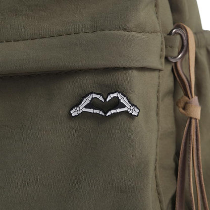 ROFARSO Love Heart Gesture Enamel Lapel Pin Set Skeleton Pin, Halloween Accessory for Backpacks Clothing Bags Hats Shirts