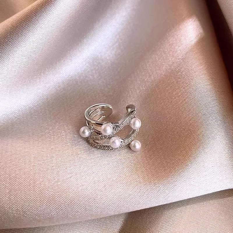 Pearl Ear Cuff Non Piercing Ear Cuff CZ Earrings for Women Non Pierced Clip on Cartilage Jewelry for Gifts