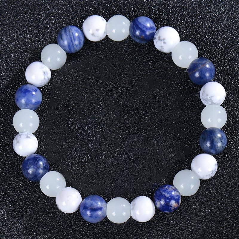 Calming Bracelets for Women Men Natural Stone Gemstones Stretch Beaded Bracelets Jewelry Birthday Protection Spiritual Gifts - color: AL-0107, size: Medium