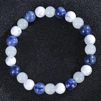Calming Bracelets for Women Men Natural Stone Gemstones Stretch Beaded Bracelets Jewelry Birthday Protection Spiritual Gifts - color: AL-0107, size: Medium