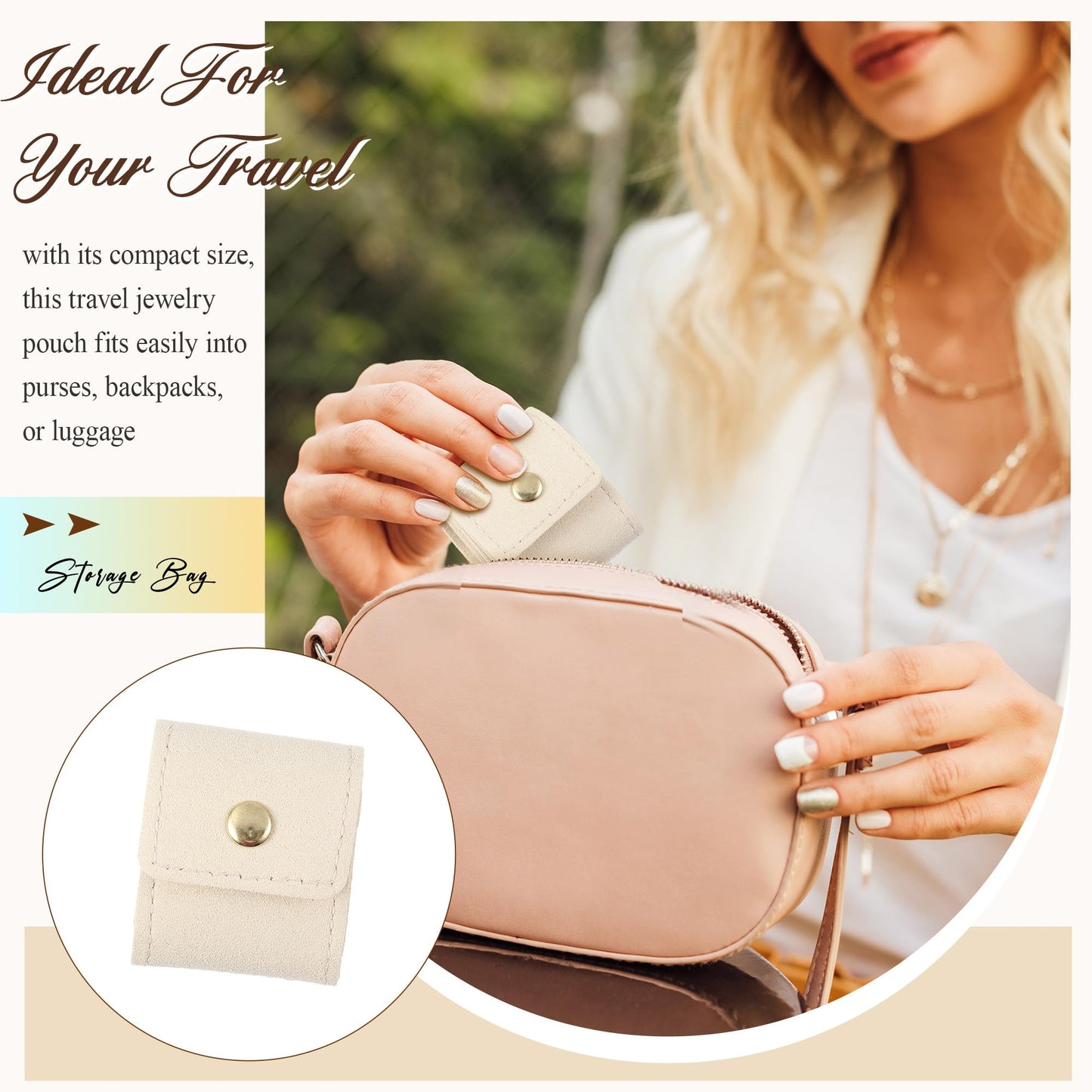 Ferreve 12 Pcs Mini Jewelry Pouch with Compartments for Rings Earring | Compact Jewelry Organizer for Travel and Daily Use Keeps Earrings, Rings and Necklaces Separated in a Small Portable Pouch