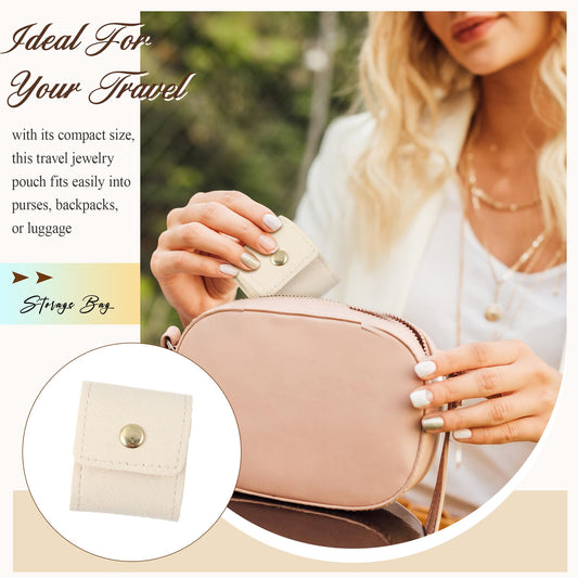 Ferreve 12 Pcs Mini Jewelry Pouch with Compartments for Rings Earring | Compact Jewelry Organizer for Travel and Daily Use Keeps Earrings, Rings and Necklaces Separated in a Small Portable Pouch