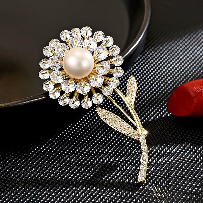 Brooches and Pins for Women Elegant Flower Pearl Brooches Costume Broches Jewelry Lady Christmas Pin for Women - style: GD-1163
