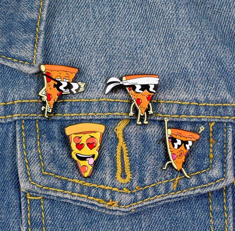 Cute Enamel Pin Set Lapel Pins Brooches Cartoon Brooch Badge Pins for Clothes Bags Backpack for Women - color: Cute Pizza