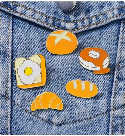 Cute Fastfood Enamel Lapel Pin Set, Cartoon Brooch Badge Pins for Backpacks Clothes Bags DIY Party Decoration for Women Kids Gifts