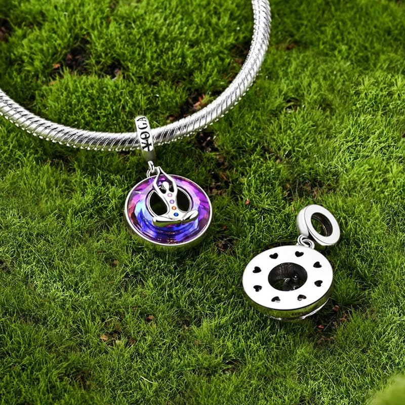 925 Sterling Silver Charms for Bracelets and Necklaces Beads Jewelry Charms for Women - color: Yoga Chakra Charm