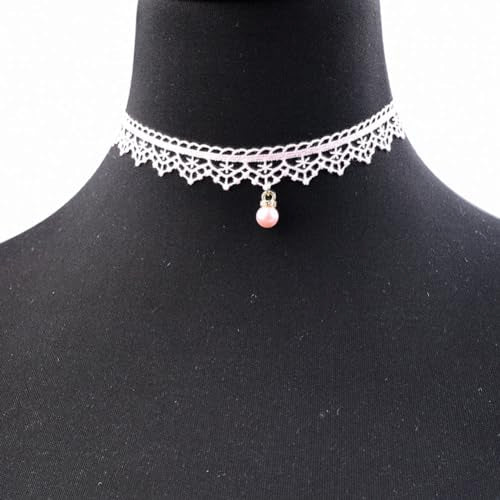 Pink Lace Choker Necklace Set, 10 Pieces - color: Pink