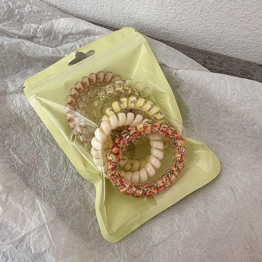 6PCS Spiral Hair Ties,Hair Ties No Damage,Coiled Plastic Hair Ties No Damage, Ponytail Holders for Thick and Thin Hair–Phone Cord Style,Ideal Gifts for Women,Yellow - color: Yellow