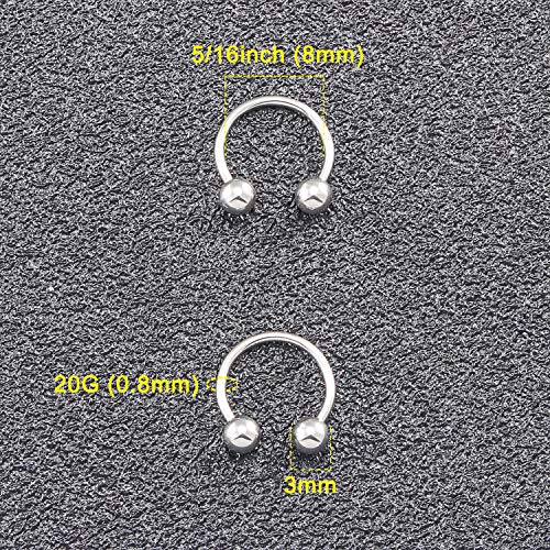 18-36PCS 20G Nose Hoop Rings Surgical Steel Septum Ring Tragus Cartilage Helix Hoop Earrings Lip Horseshoe Barbell Piercing Jewelry for Women Men 8mm 10mm 12mm - color: 36pcs,ball closure