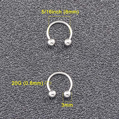 18-36PCS 20G Nose Hoop Rings Surgical Steel Septum Ring Tragus Cartilage Helix Hoop Earrings Lip Horseshoe Barbell Piercing Jewelry for Women Men 8mm 10mm 12mm - color: 36pcs,ball closure