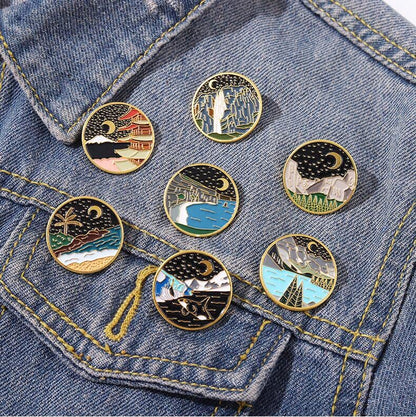 Cute Enamel Pin Set Lapel Pins Brooches Cartoon Brooch Badge Pins for Clothes Bags Backpack for Women - color: Starry Sky