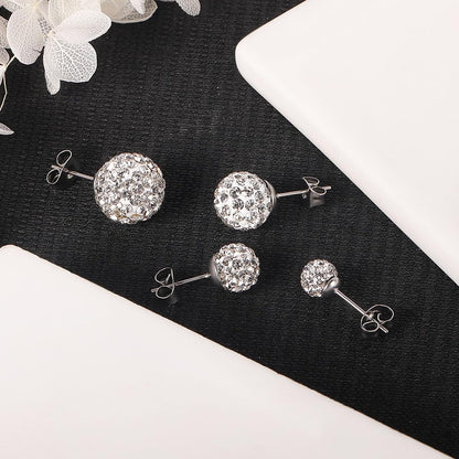 AOEDEJ Silver Ball Earrings Disco Ball Earrings for Women Crystal Earrings Studs Silver Crystal Earrings Cubic Zirconia Crystal Ball Earrings - color: Silver White