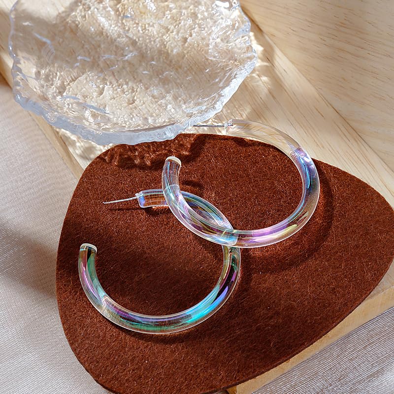 Acrylic Transparent Hoop Earrings Minimalist Resin Earrings Geometric Statement Earrings for Women - color: big circle