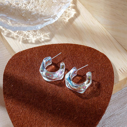 Acrylic Transparent Hoop Earrings Minimalist Resin Earrings Geometric Statement Earrings for Women - color: irregular