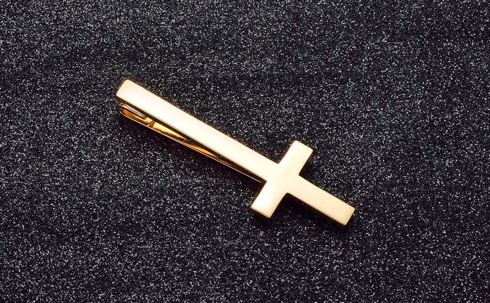 Gold Black Silver Cross Tie Clips For Men Unique Christian Catholic Tie Clip Cross Accessories For Men - style: gold tie clip cross