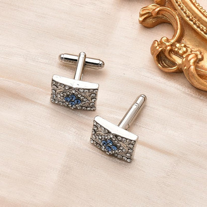 Tuxedo Studs Rhinestone Tie Clip for Men French Cuff Links Tie Bar Clip Suit Shirt Accessories for Men Wedding Business Crystal Cufflinks Necktie Clips - color: Silver-A