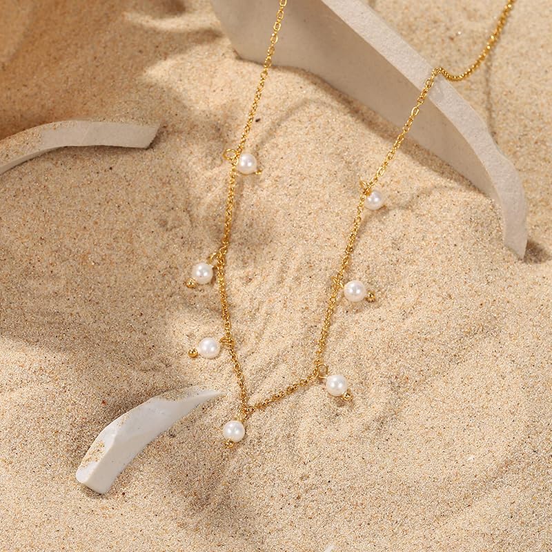 Unisex Celestial Gold Pendant Necklaces, Sun/Moon/Star/Angle Celestial Elements Unisex Choker Gold Lover Chains for Men and Women Jewelry - color: Pearl Strand #2