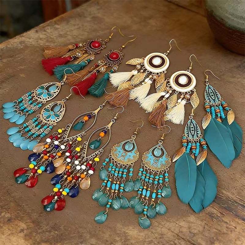 Crystal Beaded Tassel Earring Long Beaded Dangle Earring Fringe Hook Earring for Women Wedding