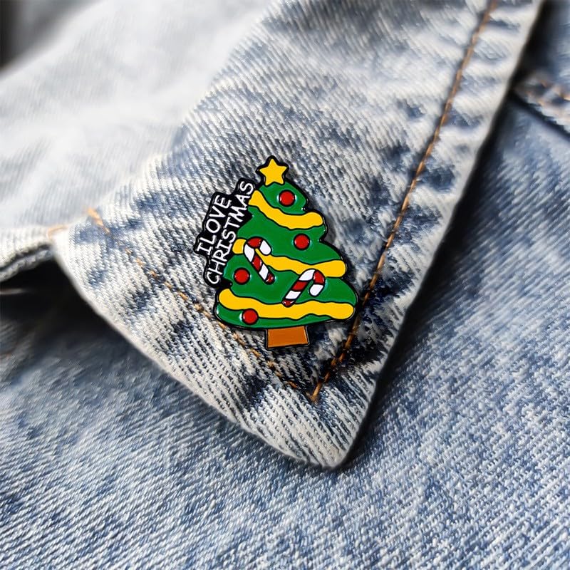 Cute Enamel Pin Set Lapel Pins Brooches Cartoon Brooch Badge Pins for Clothes Bags Backpack for Women - color: Christmas Tree
