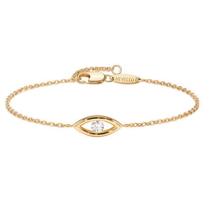MEVECCO Bracelet for Women 14K Gold Plated Dainty Chain Simple Jewelry Cute Handmade Minimalist for Her - style: White CZ Evil Eye