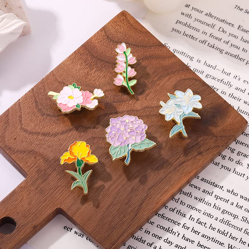 Cartoon Animal Enamel Brooch Set Cute Butterfly Duck Cat Lapel Pins for Backpacks Jacket Decoration Gifts for Friends - style: Flowers Bouquet