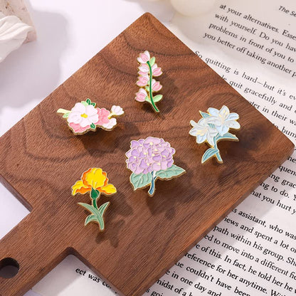 Cartoon Animal Enamel Brooch Set Cute Butterfly Duck Cat Lapel Pins for Backpacks Jacket Decoration Gifts for Friends - style: Flowers Bouquet