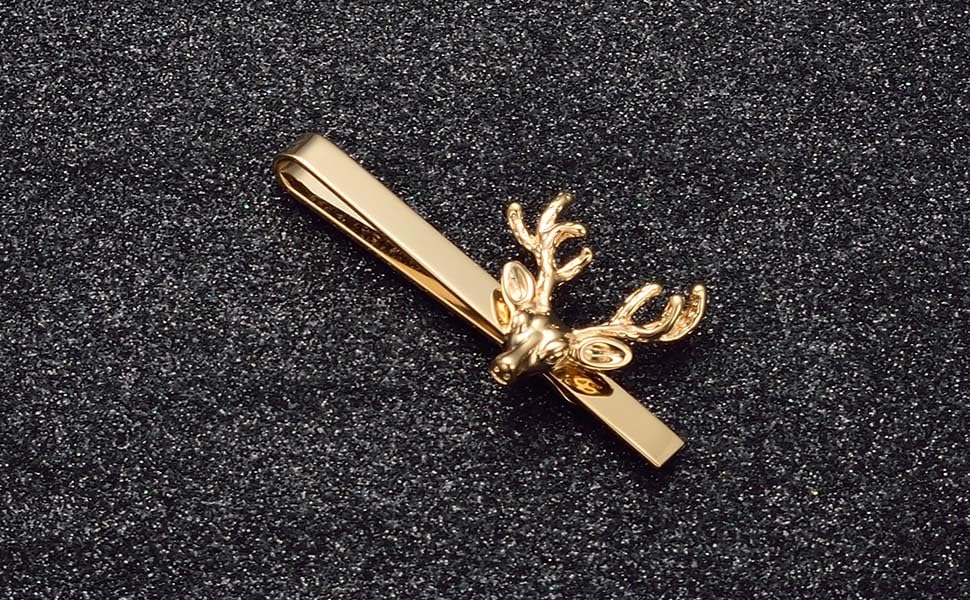 Christmas Tie Clips for Men 14k Gold Plated Silver Tie Pins with Cute Animal Deer/Lion/Dog/Cat Tie Bars Necktie Suit Tie Accessories Jewelry - style: Christmas Tie Clips