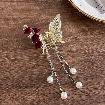 Butterfly Hair Clips - Flower Hair Clip for Women - Small Cute Rhinestone Mini Hairpins - 1PCS - color: Flower Butterfly