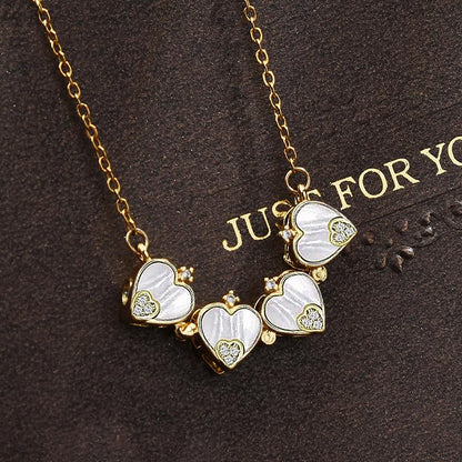 Four Leaf Clover Necklace Foldable for Women,Four Heart Grass Women's Necklaces Crocker,Retro Magnetic Folding Love Heart Pendant One Style,Two Wearing Methods - color: Gold