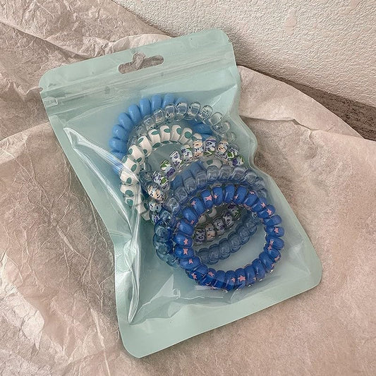 6PCS Spiral Hair Ties,Hair Ties No Damage,Coiled Plastic Hair Ties No Damage, Ponytail Holders for Thick and Thin Hair–Phone Cord Style,Ideal Gifts for Women,Blue - color: Blue
