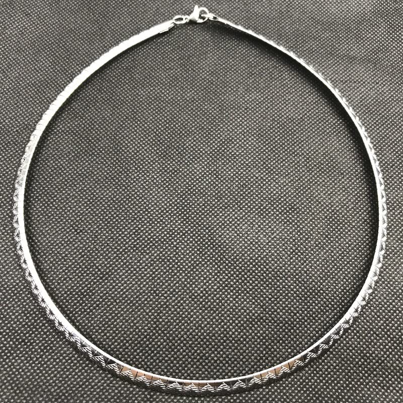 JAJAFOOK 4/6/8 MM Width Snake Bone Chain Stainless Steel Slash Wavy Flat Omega Collar Necklace - color: 6mm Gold(1pcs)