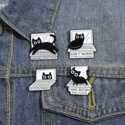 Cartoon Animal Enamel Brooch Set Cute Butterfly Duck Cat Lapel Pins for Backpacks Jacket Decoration Gifts for Friends - style: Cats 2