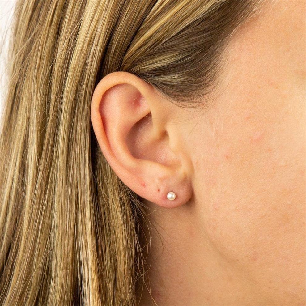 14K Gold Filled Polished Small CZ Pearl Ball Stud Earrings Set for Women Men 20G Surgical Steel Hypoallergenic Piercing Studs for Sensitive Ear, Pack of 6 Pairs - style: W : 3MM Gold Pearl Studs Set