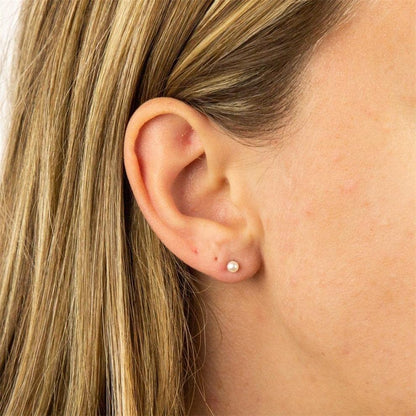 14K Gold Filled Polished Small CZ Pearl Ball Stud Earrings Set for Women Men 20G Surgical Steel Hypoallergenic Piercing Studs for Sensitive Ear, Pack of 6 Pairs - style: W : 3MM Gold Pearl Studs Set