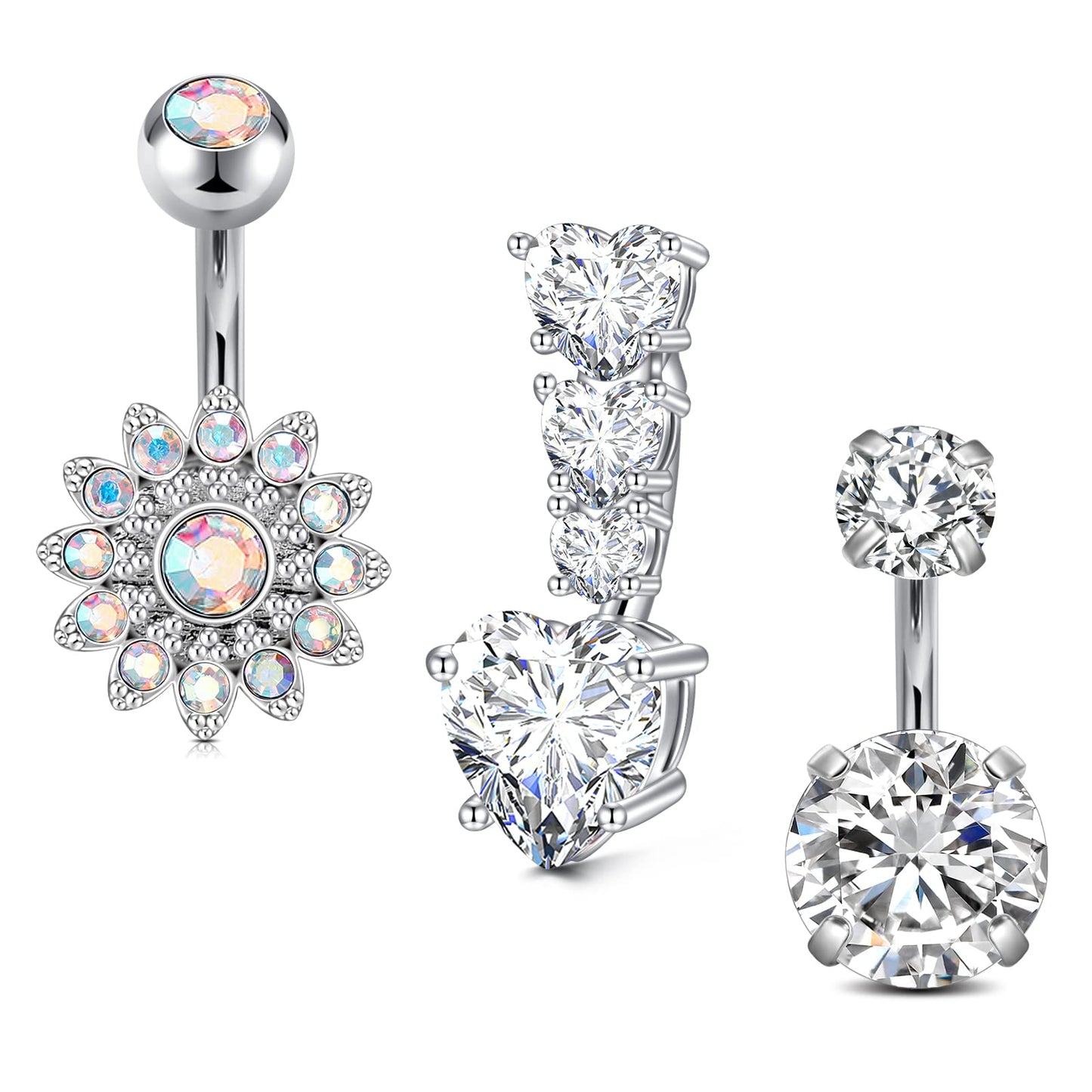 VCMART Belly Button Ring Short Bar Belly Ring Short Belly Button Rings Surgical Steel 6mm Belly Rings for Women Small Belly Button Piercing Navel Rings Piercing Jewelry - color: A1 -silver