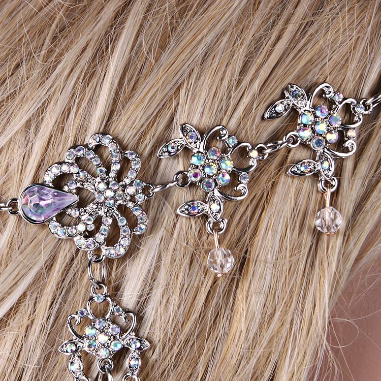 Bridal Headband and Earrings Crystal Jewelry Set Wedding Headpiece for Women Brides Tiara Rhinestone Hair Accessories - color: Silver