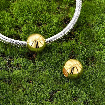 925 Sterling Silver Charms for Bracelets and Necklaces Beads Jewelry Charms for Women - color: Gold Basketball Charm