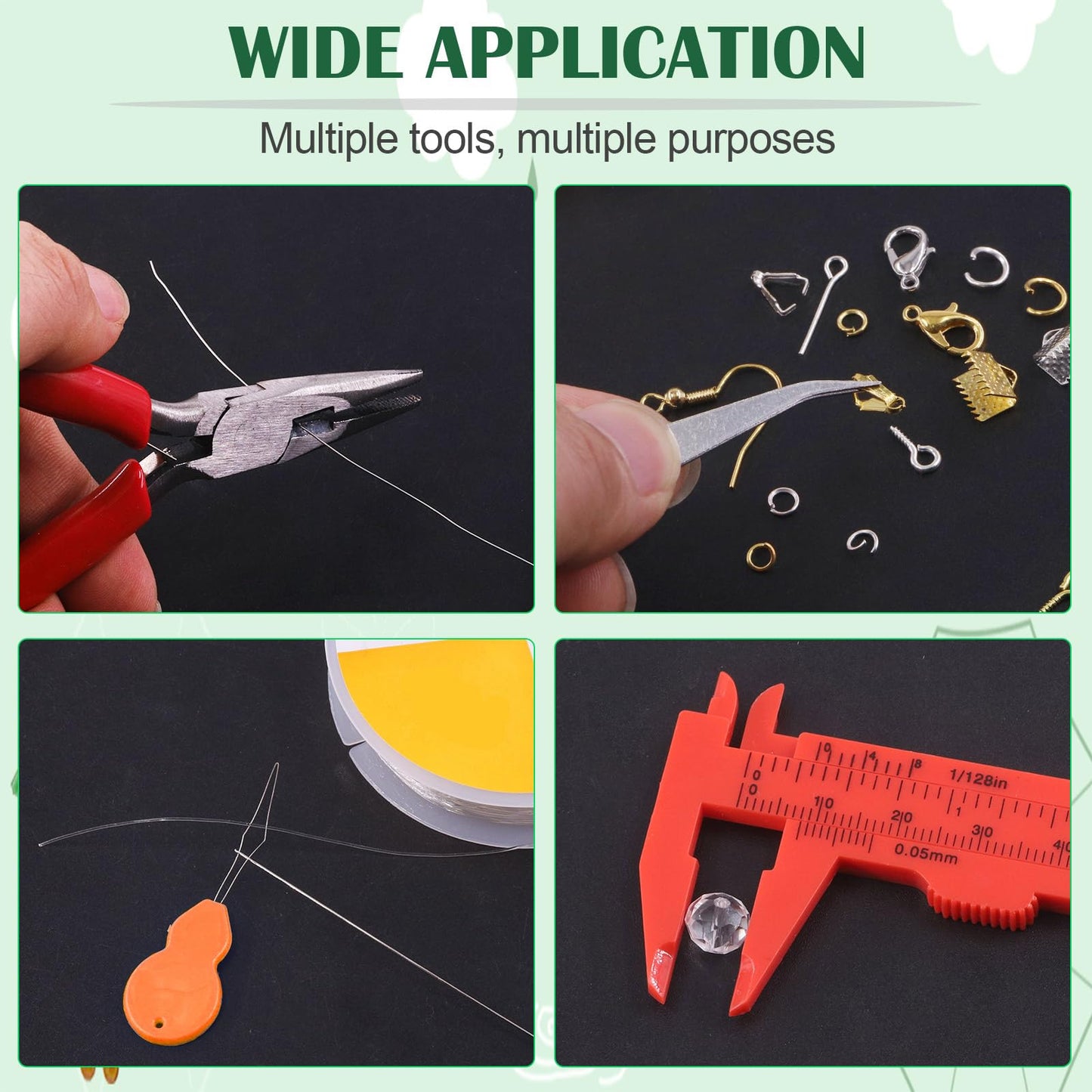 Keadic 947Pcss Jewelry Making Tool with Jewellery Findings Kit Includes Beading Wires, Mini Jewelry Pliers, Cord Ends, Lobster Clasps, Earring Hooks, Jump Rings, Eye Screw Pin for Adult and Beginners