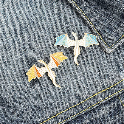 ROFARSO Dragon Enamel Lapel Pin Set Cartoon Flying Dragon Pin, Accessory for Backpacks Clothing Bags Hats Shirts(2piccs pin set)