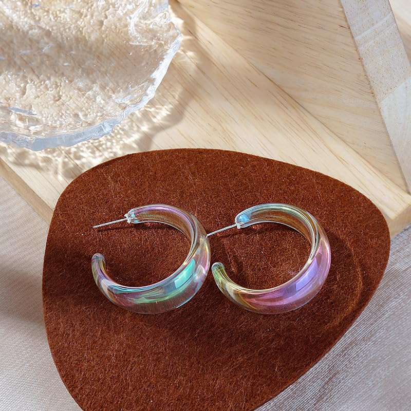 Acrylic Transparent Hoop Earrings Minimalist Resin Earrings Geometric Statement Earrings for Women - color: chunky