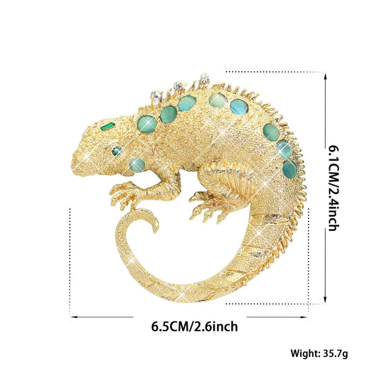 Retro Lizard Gecko Spider Animal Brooch Lapel Pin Dainty Rhinestone Crystal Brooch Costume Jewelry Accessories for Scarf Corsage - color: Vintage Gold Tone