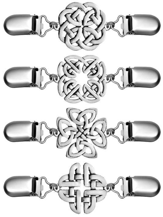 Jetec 4 Pieces Vintage Sweater Shawl Clips Retro Cardigan Collar Dress Shirt Brooch Clips for Women Wearing, 4 Styles - style: Casual Style