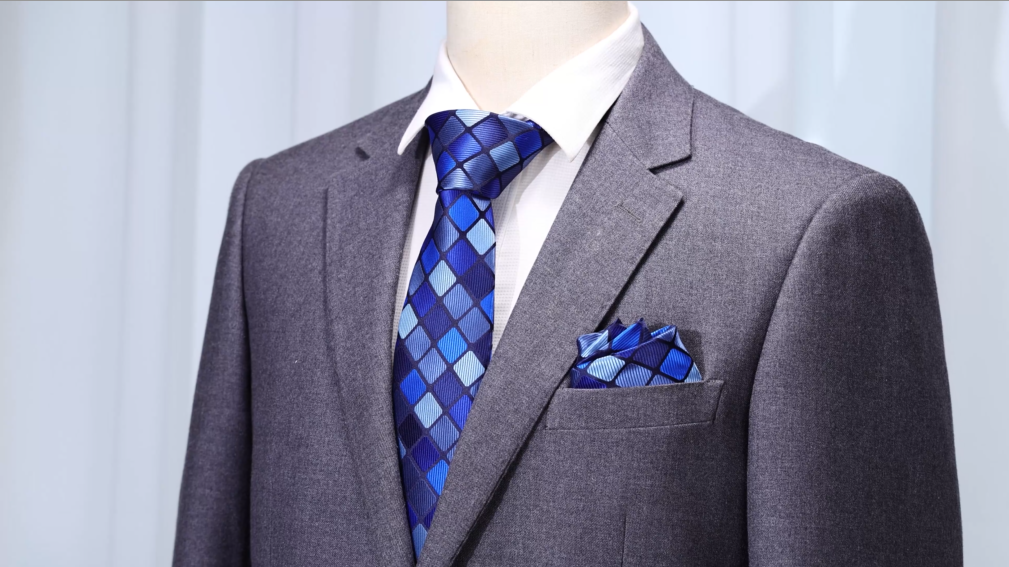 YOHOWA Men Plaid/Striped Ties Clip Set Silk Necktie Pocket Square Cufflinks | Woven Classic,Formal/Casual Mens Tie,Pocket Square Cufflinks Set,Luxury,Business,Wedding,Party,Prom,Graduation - color: Dusty Blue